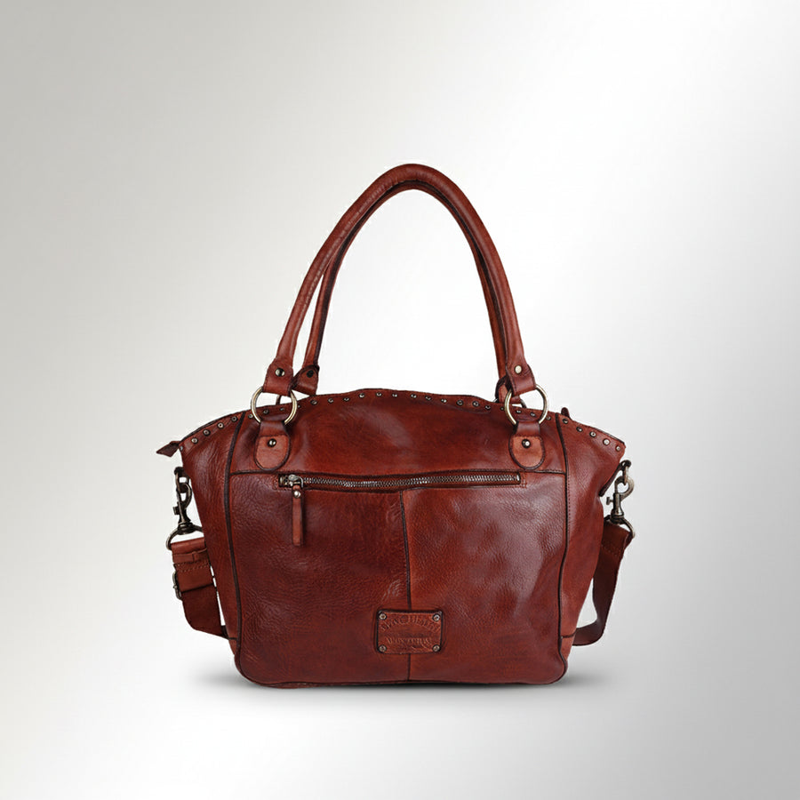 Spaghetti Western Swc188Cg Tote Vintage Handmade Drum Dyed Genuine European Cowhide Leather Women Bag Western Handbag Purse