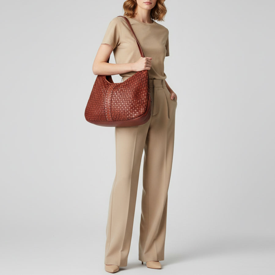 Spaghetti Western Swc189Cg Tote Vintage Handmade Drum Dyed Genuine European Cowhide Leather Women Bag Western Handbag Purse