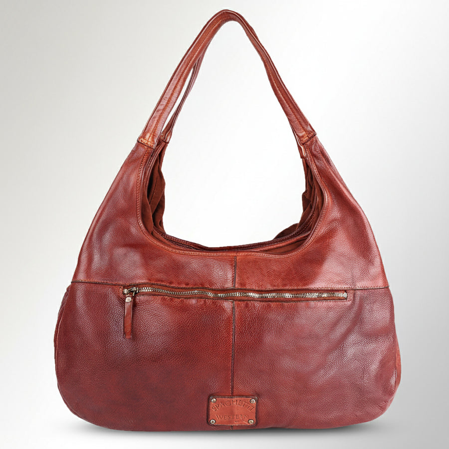 Spaghetti Western Swc189Cg Tote Vintage Handmade Drum Dyed Genuine European Cowhide Leather Women Bag Western Handbag Purse