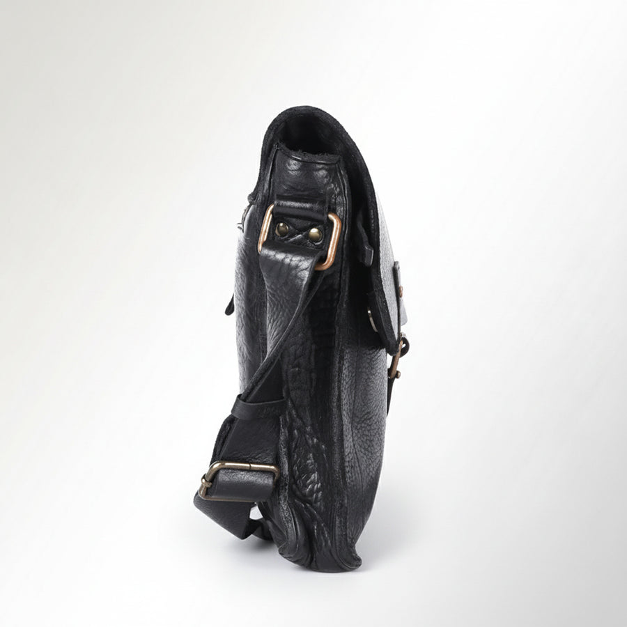Spaghetti Western Swc198Blk Envelope Vintage Handmade Drum Dyed Genuine European Cowhide Leather Women Bag Western Handbag Purse