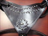 Medium Leather Dog Harness Black Genuine With Leash Hilason