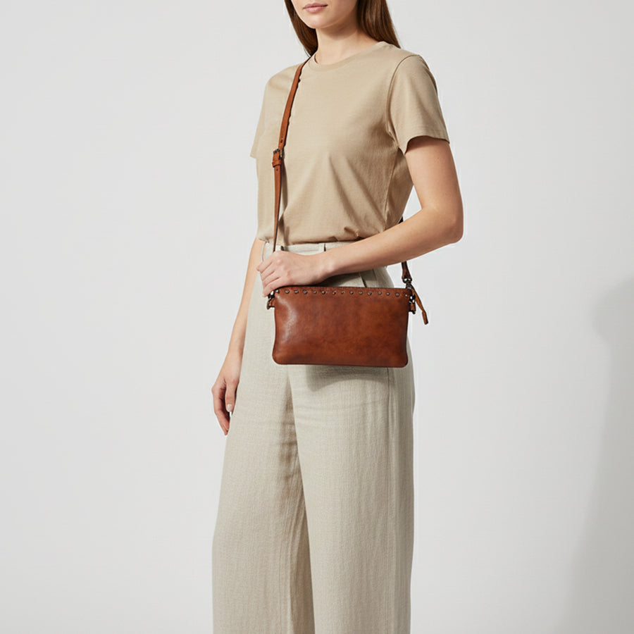 Spaghetti Western Swc192Cg Cross Body I Vintage Handmade Drum Dyed Genuine European Cowhide Leather Women Bag Western Handbag Purse