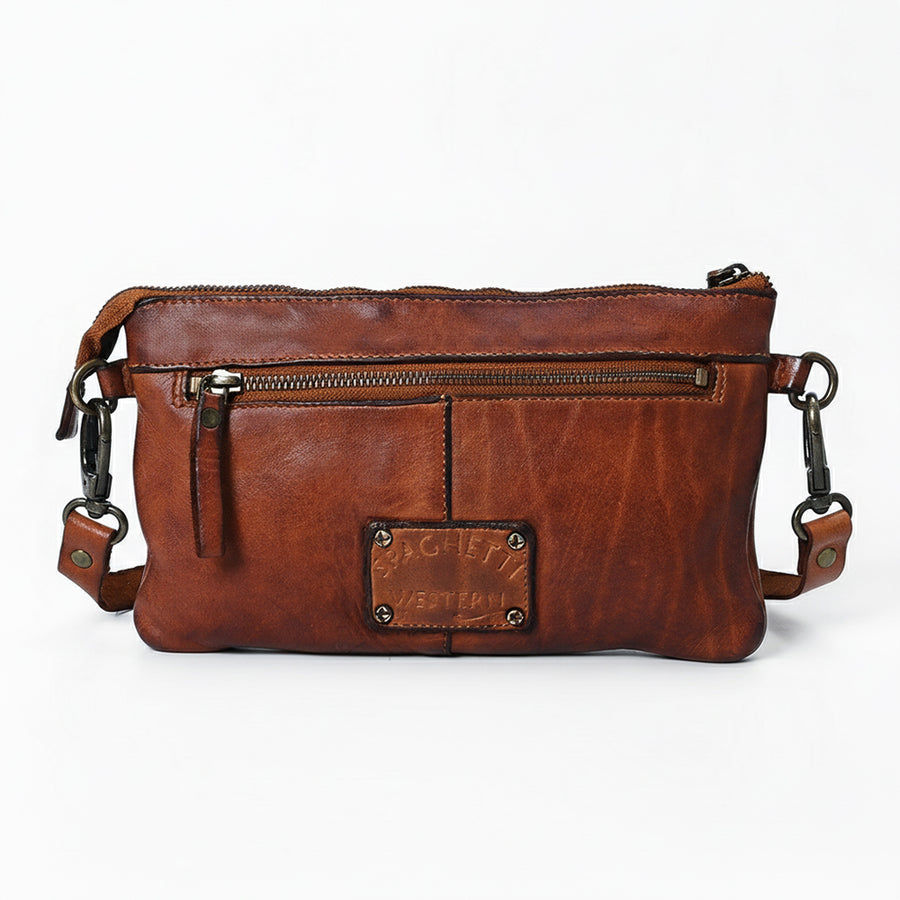 Spaghetti Western Swc192Cg Cross Body I Vintage Handmade Drum Dyed Genuine European Cowhide Leather Women Bag Western Handbag Purse