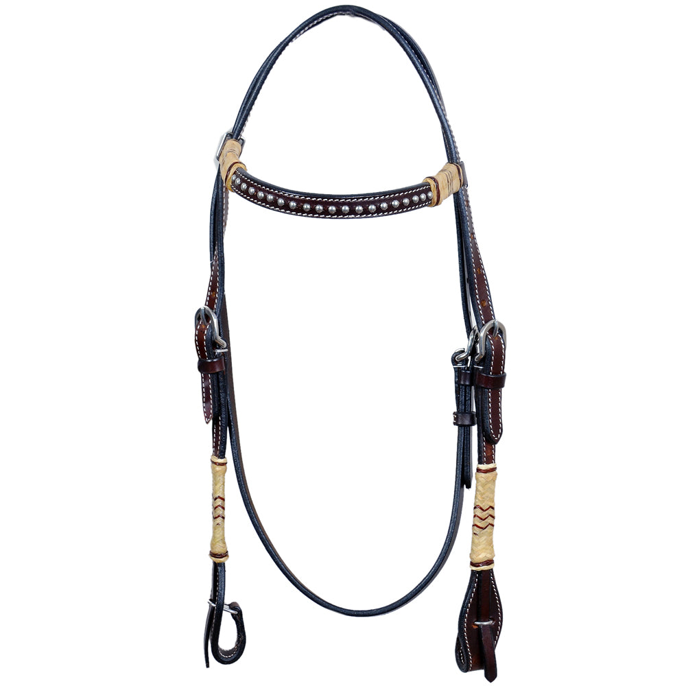 Bar H Equine Western Horse Rawhide Genuine American Leather Headstall