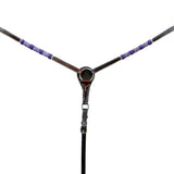 BAR H EQUINE Blue Rawhide Horse Western Leather Breast Collar Dark Brown