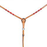 BAR H EQUINE Red Rawhide Horse Western Leather Breast Collar Tan