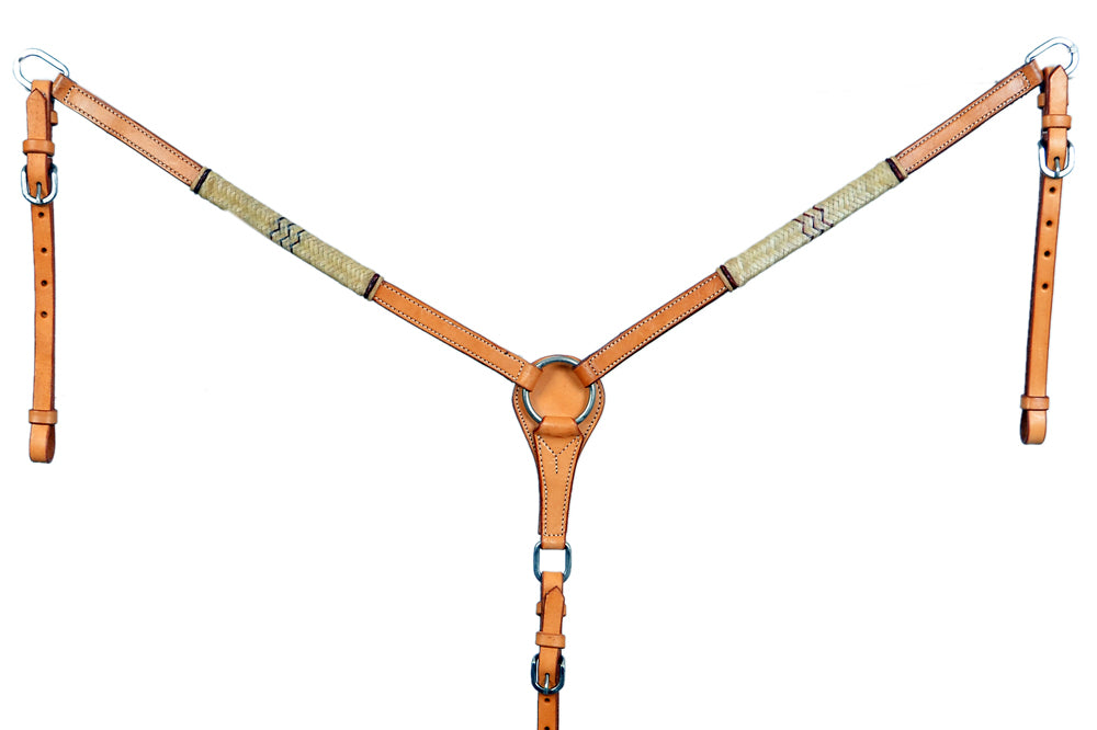 BAR H EQUINE Natural Rawhide Horse Western Leather Breast Collar Tan