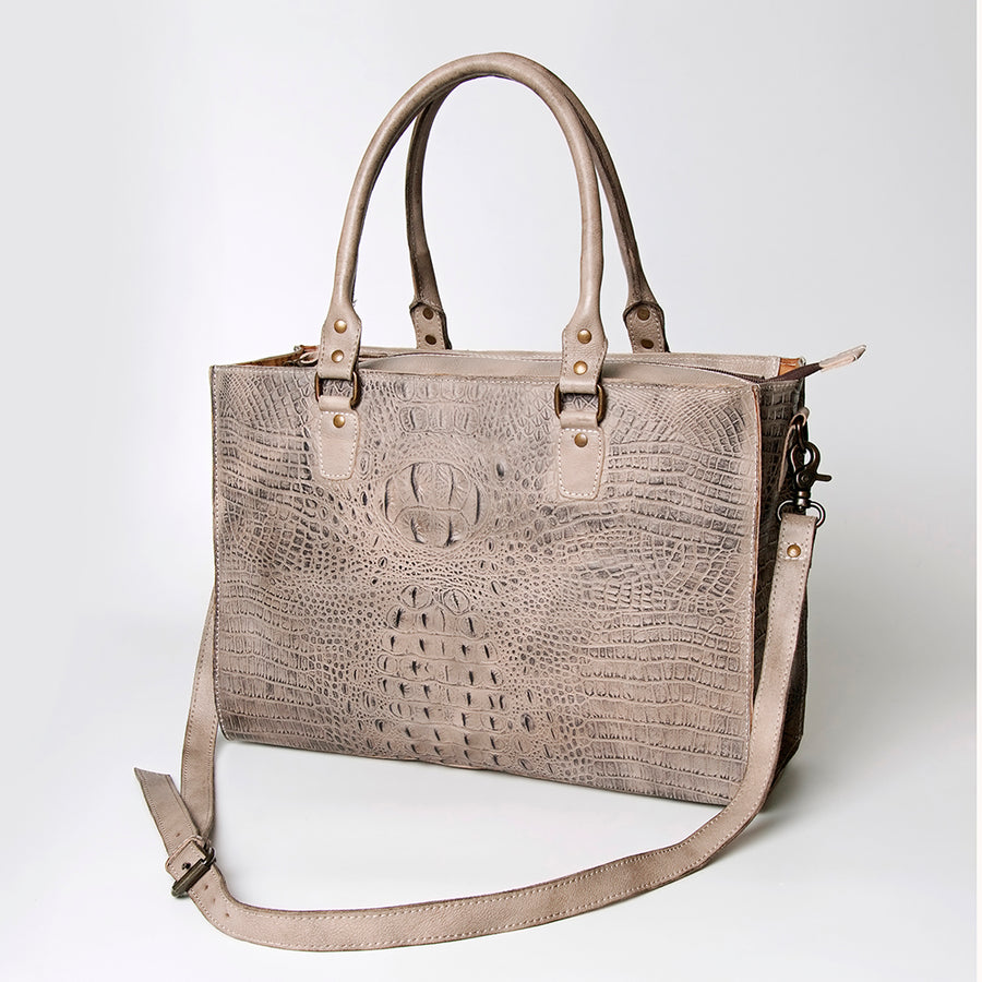 American Darling Western Leather Cross body Bag - Crocodile Embossed Braided Handbag - Uhorse