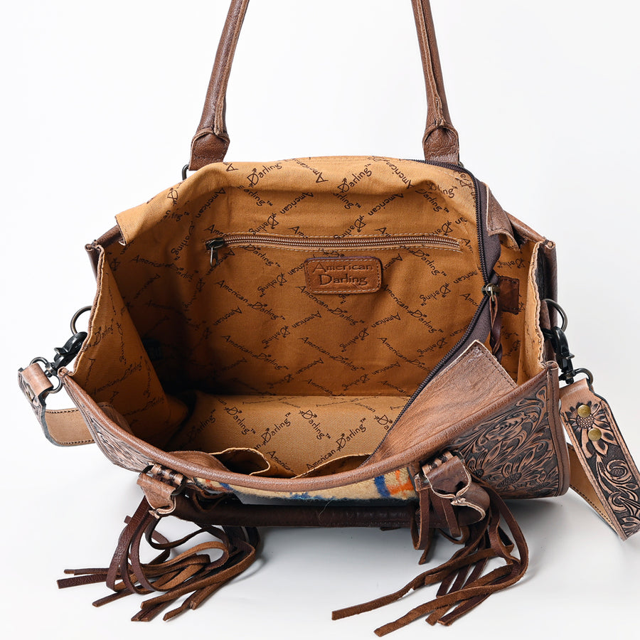 American Darling Briefcase Hand Tooled Hair On Genuine Leather Western Women Bag Handbag | for Cute Laptop