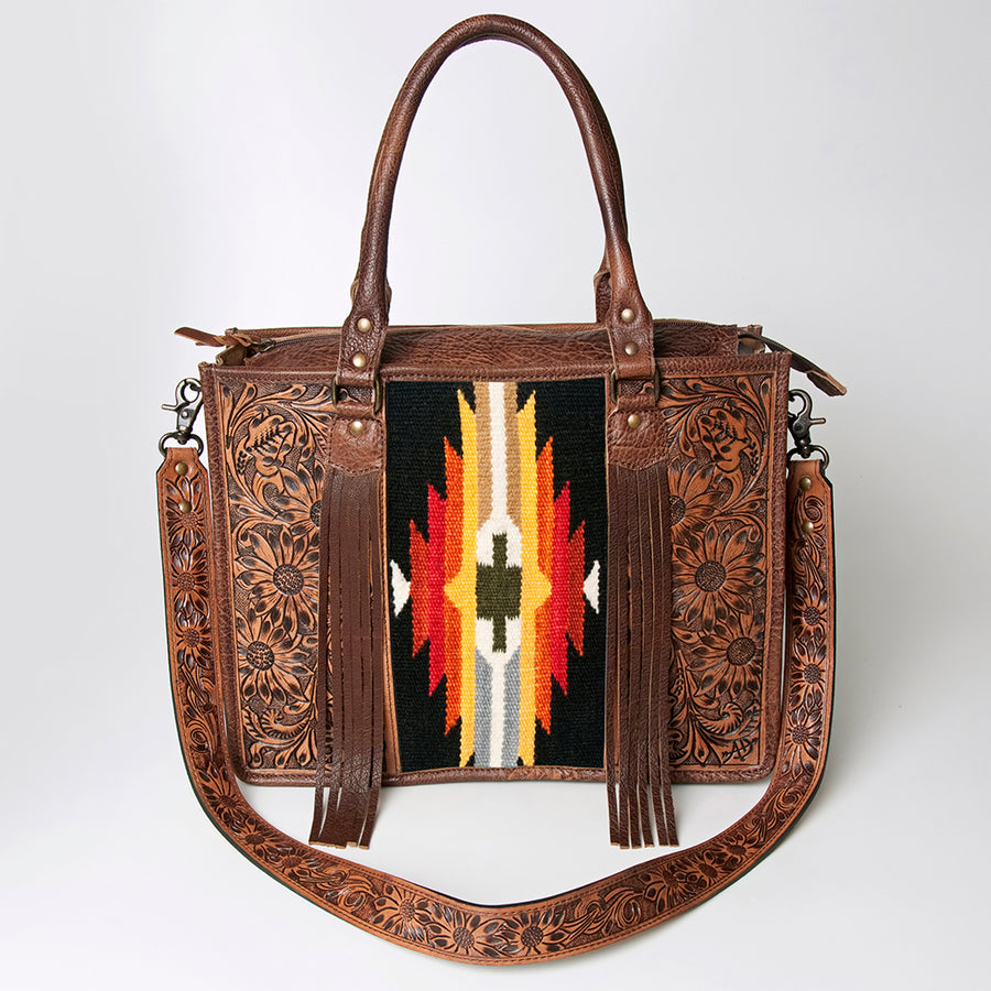 American Darling Briefcase Hand Tooled Hair On Genuine Leather Western Women Bag Handbag | for Cute Laptop