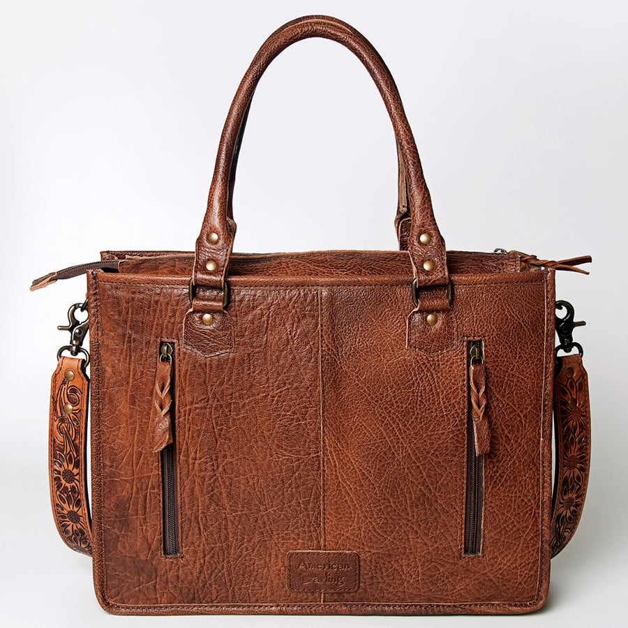 American Darling Briefcase Hand Tooled Hair On Genuine Leather Western Women Bag Handbag | for Cute Laptop