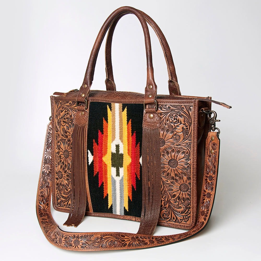 American Darling Briefcase Hand Tooled Saddle Blanket Genuine Leather women bag western handbag purse
