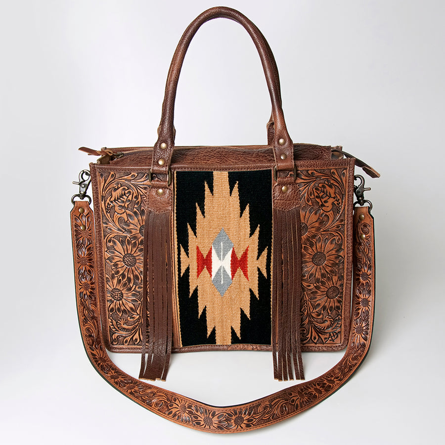 American Darling Briefcase Hand Tooled Hair On Genuine Leather Western Women Bag Handbag | for Cute Laptop