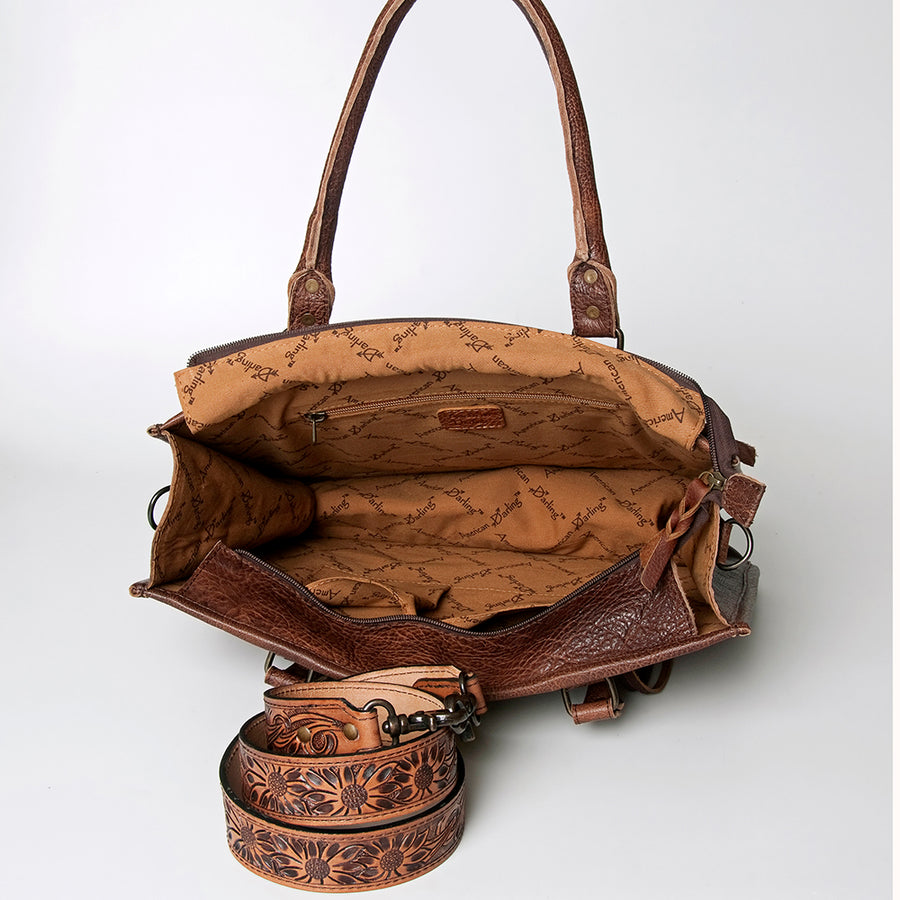 American Darling Briefcase Hand Tooled Hair On Genuine Leather Western Women Bag Handbag | for Cute Laptop