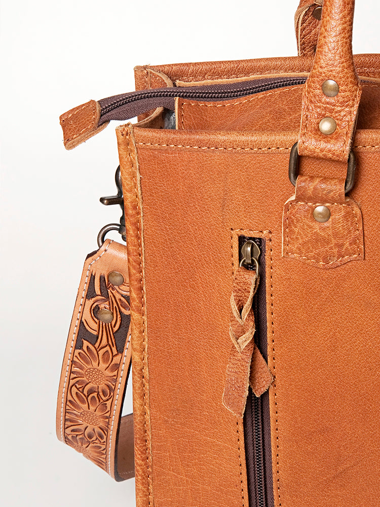 American Darling Briefcase Hand Tooled Hair On Genuine Leather Western Women Bag Handbag | for Cute Laptop