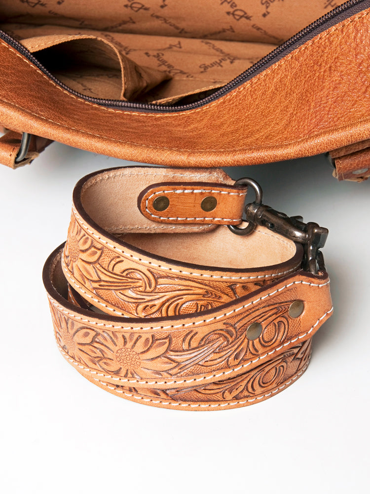 American Darling Briefcase Hand Tooled Hair On Genuine Leather Western Women Bag Handbag | for Cute Laptop
