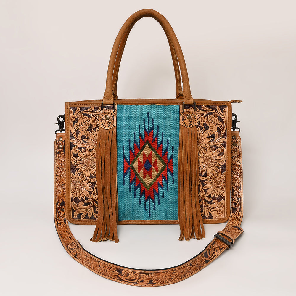 American Darling Briefcase Hand Tooled Saddle Blanket Genuine Leather women bag western handbag purse