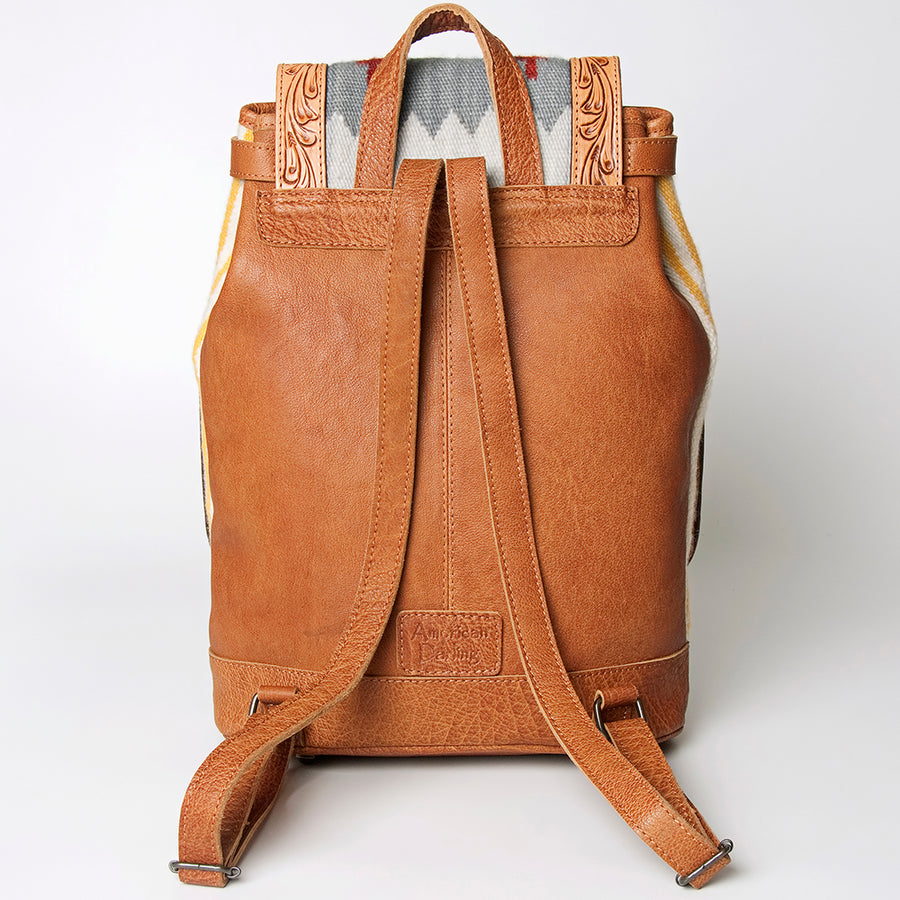 American Darling Backpack Bag Western Hand Tooled Floral Genuine Leather with Hair-On Cowhide & YKK Zipper for Women