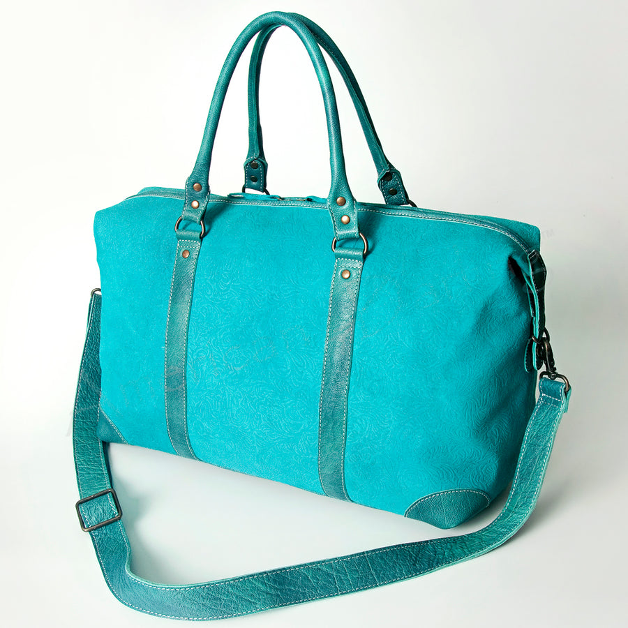 American Darling Handcrafted Leather Duffel Bag - Damascus Full Grain Western Travel Bag - Uhorse