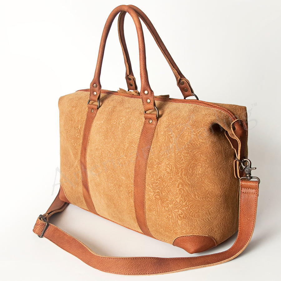 American Darling Handcrafted Leather Duffel Bag - Damascus Full Grain Western Travel Bag - Uhorse