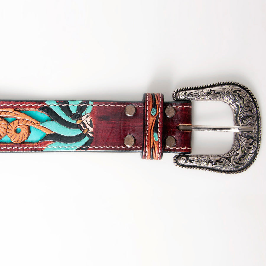 American Darling Beautifully Hand Tooled Tan Genuine Leather Belt Men and Women Western with Removable Buckle
