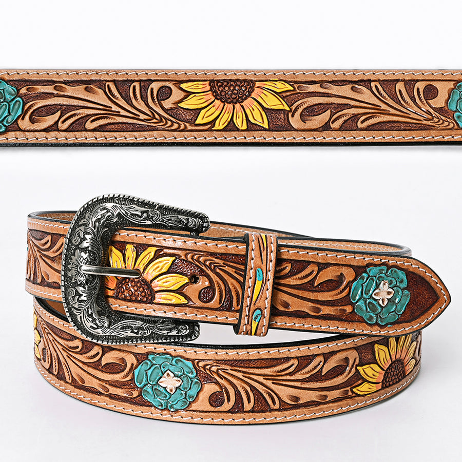 Beautifully Hand Tooled Hand Painted Genuine American Leather Belt Men and Women - Uhorse