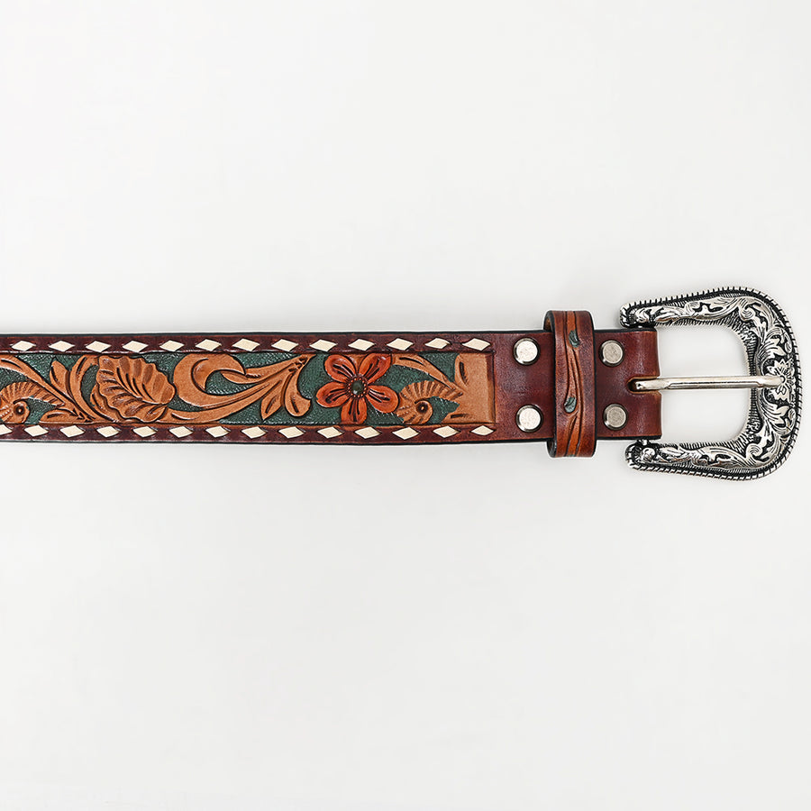 American Darling Beautifully Hand Tooled Tan Genuine Leather Belt Men and Women Western with Removable Buckle