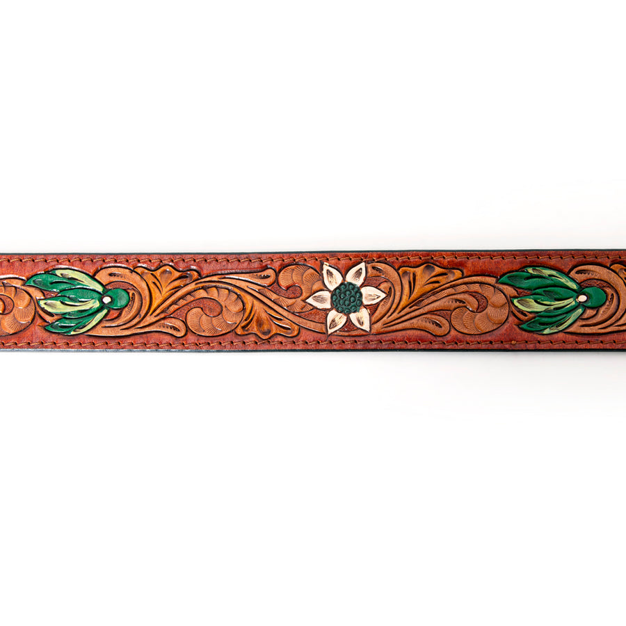 American Darling Beautifully Hand Tooled Tan Genuine Leather Belt Men and Women Western with Removable Buckle