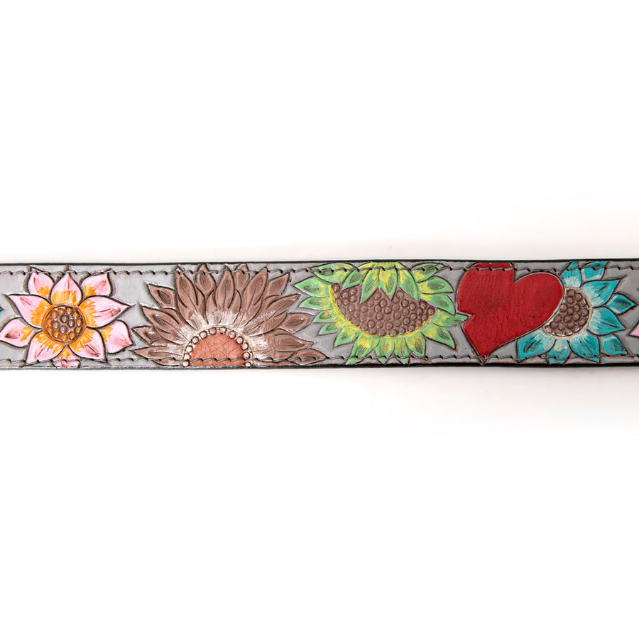 American Darling Beautifully Hand Tooled Green Genuine Leather Belt Men and Women Western with Removable Buckle