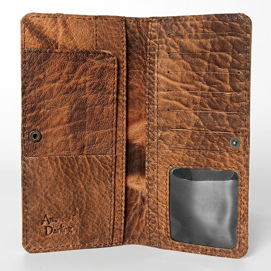 American Darling Western Clutch Bag Hand Tooled Floral Carved Genuine Vegetable Tanned Leather Purse with YKK Zipper