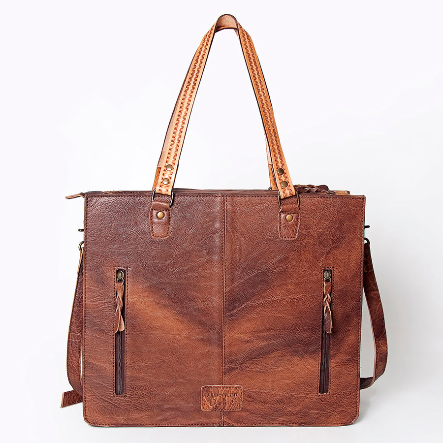 American Darling Tote Bag for Women, Hand Tooled Floral Leather, Vegetable-Tanned Full Grain Western Bag with YKK Zipper