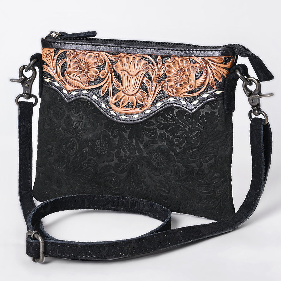 American Darling Hand-Tooled and Floral Embossed Leather Western Crossbody Bag - Uhorse
