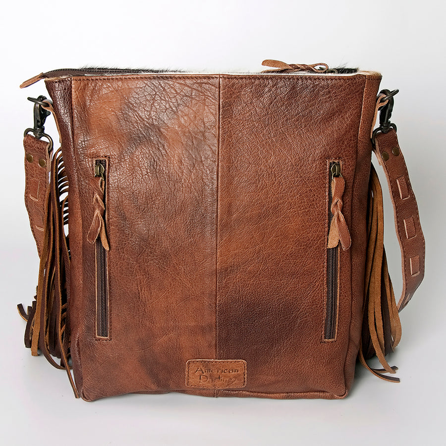 American Darling Large Cross body Bag, Hand Tooled Vegetable-Tanned Leather, Western Fringed Handcrafted Crossbody Purse