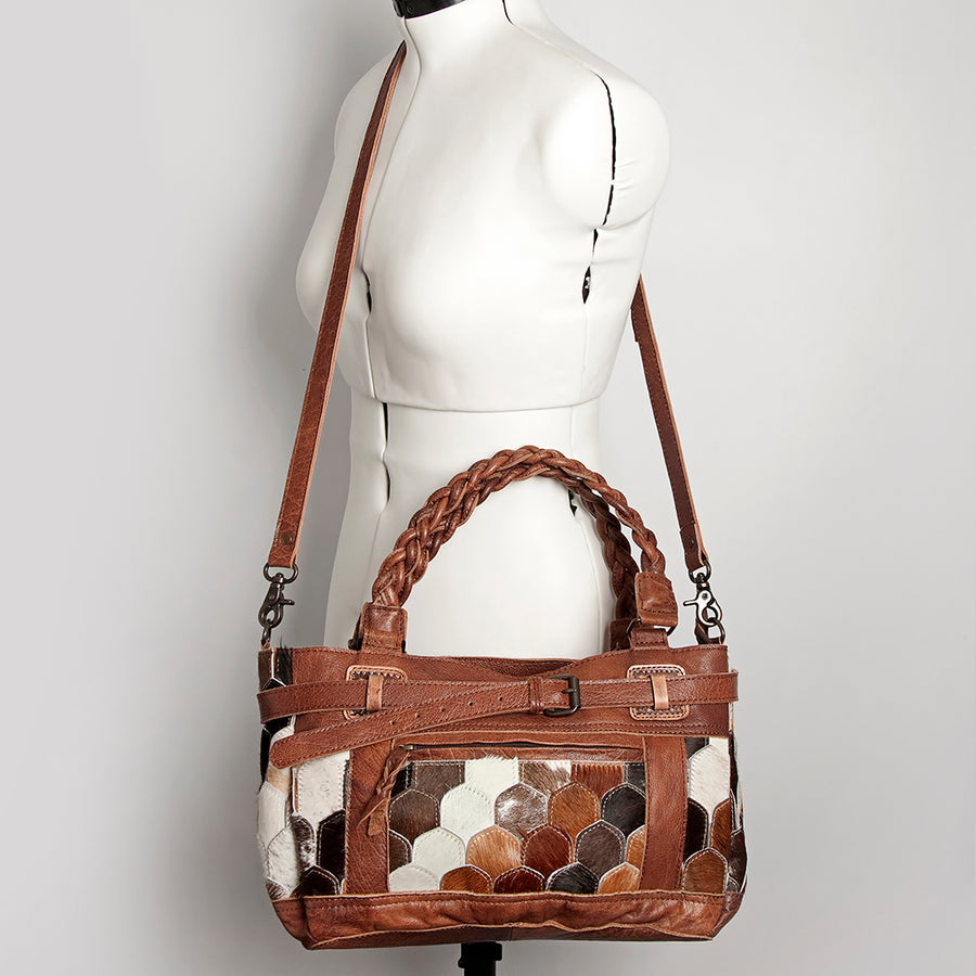 American Darling Tote Bag Genuine Leather Western Shoulder Purse with Braided Handle and YKK Zipper