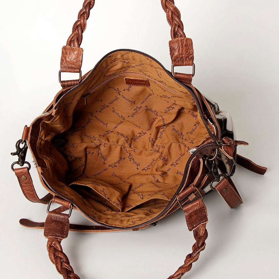 American Darling Tote Bag Genuine Leather Western Shoulder Purse with Braided Handle and YKK Zipper