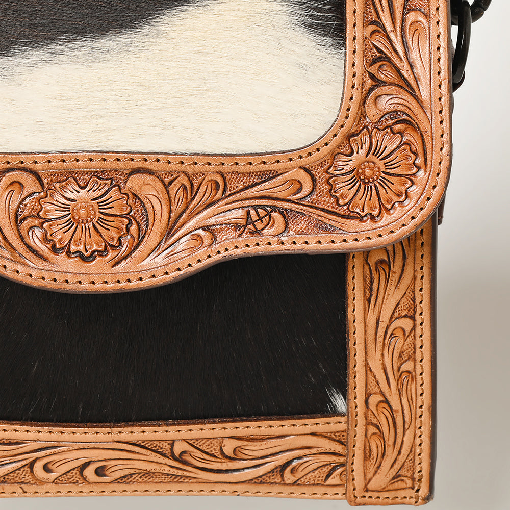 American Darling Messenger Hand Tooled Hair On Genuine Leather women bag western handbag purse