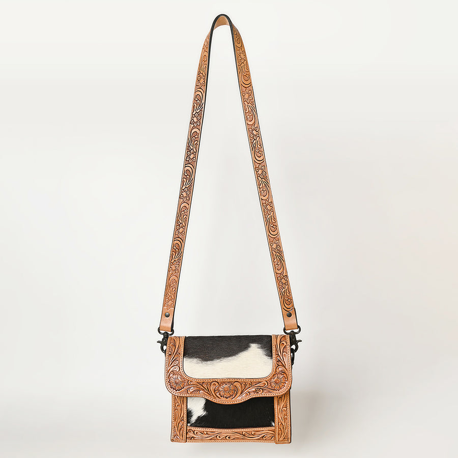 American Darling Messenger Hand Tooled Hair On Genuine Leather women bag western handbag purse
