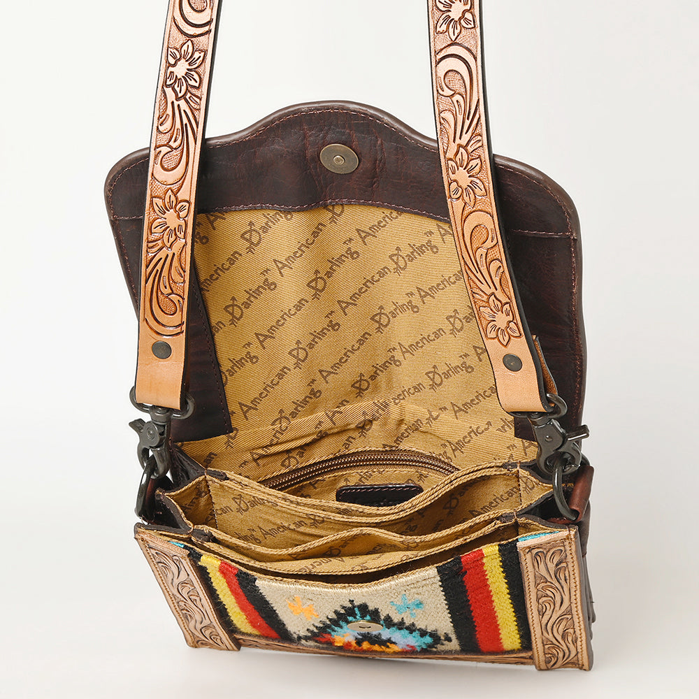 American Darling Messenger Hand Tooled Saddle Blanket Genuine Leather women bag western handbag purse