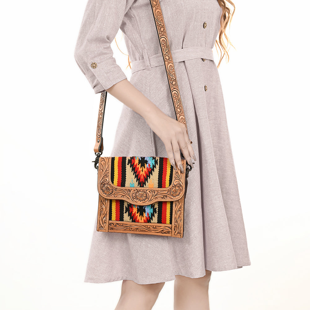 American Darling Messenger Hand Tooled Saddle Blanket Genuine Leather women bag western handbag purse