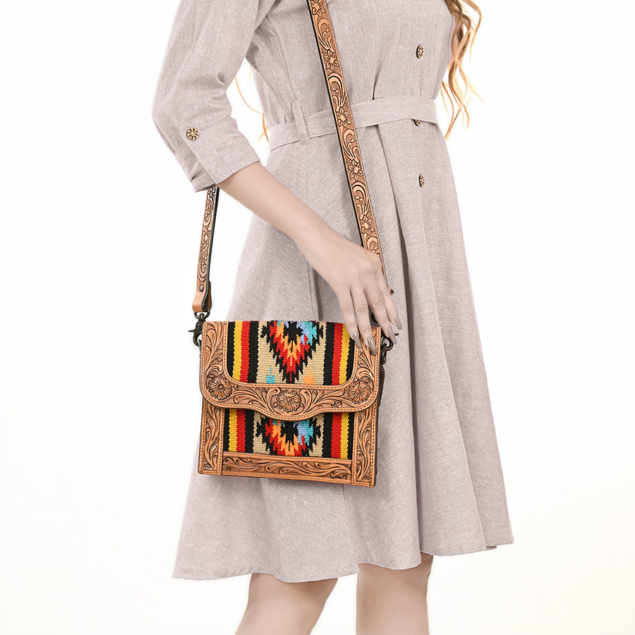 American Darling Messenger Hand Tooled Saddle Blanket Genuine Leather women bag western handbag purse