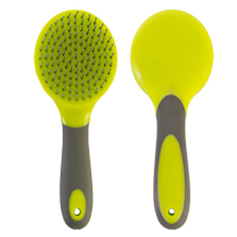 Lime green and gray horse grooming brush set - Uhorse