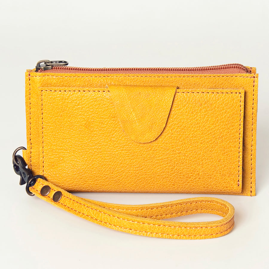 American Darling Wristlet bag, Genuine Full Grain Vegetable Tanned Leather, Slim Western Travel Clutch