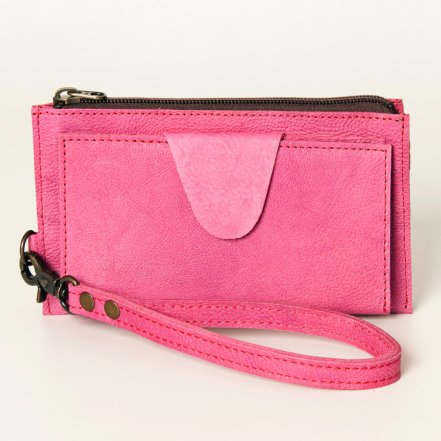 American Darling Wristlet bag, Genuine Full Grain Vegetable Tanned Leather, Slim Western Travel Clutch