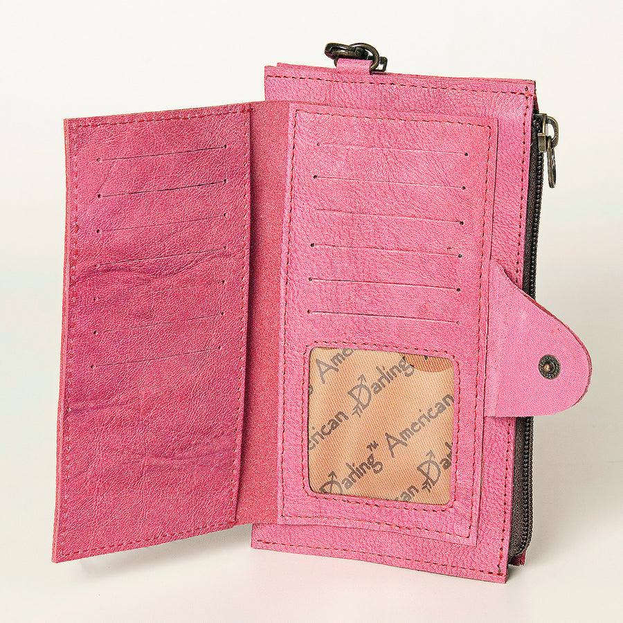 American Darling Wristlet bag, Genuine Full Grain Vegetable Tanned Leather, Slim Western Travel Clutch