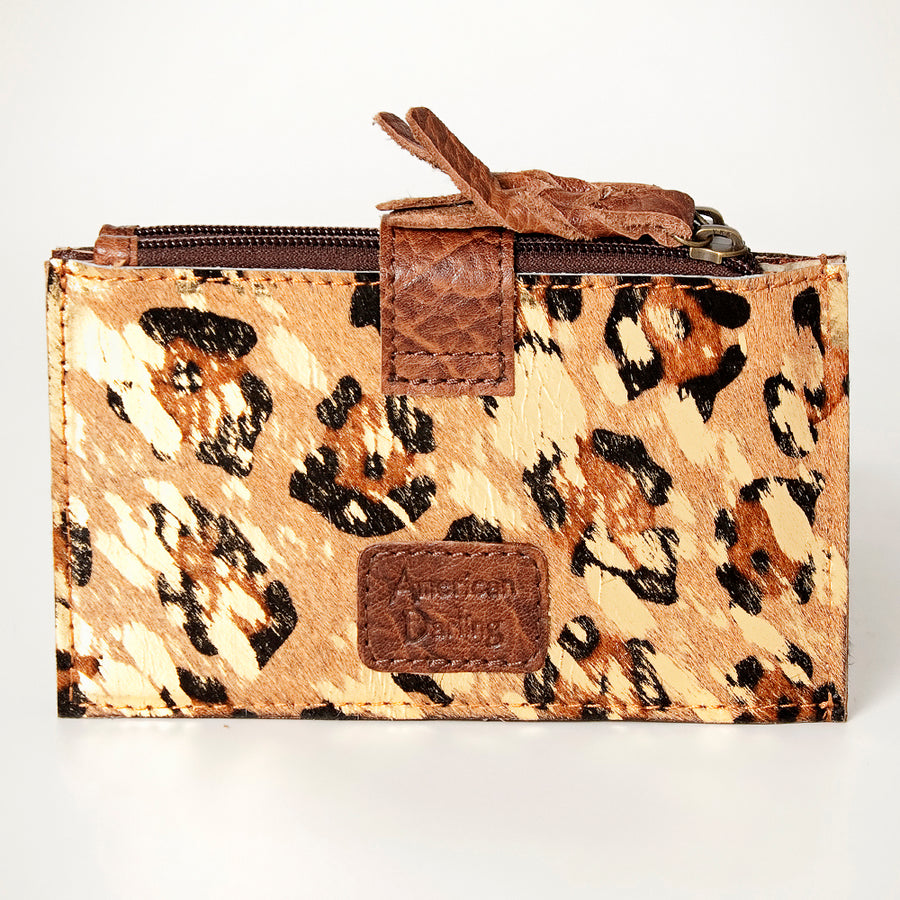 American Darling Card-Holder, Genuine Hair-On Cowhide & Full Grain Leather, Slim Western Travel Wallet