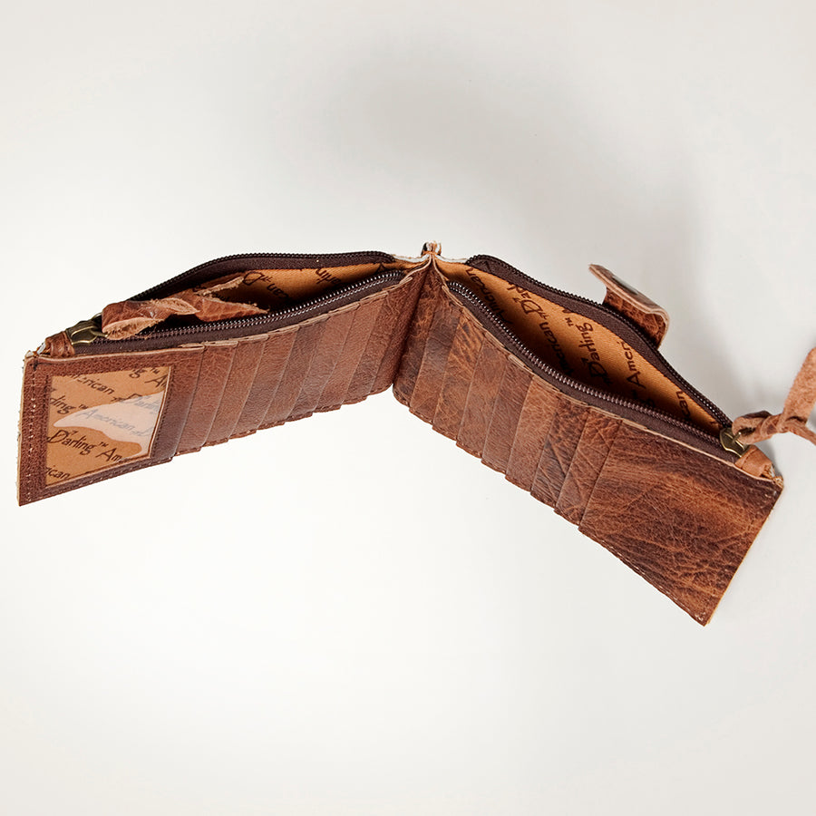 American Darling Card-Holder, Genuine Hair-On Cowhide & Full Grain Leather, Slim Western Travel Wallet