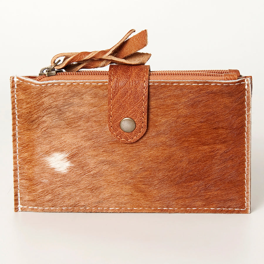 American Darling Card-Holder, Genuine Hair-On Cowhide & Full Grain Leather, Slim Western Travel Wallet
