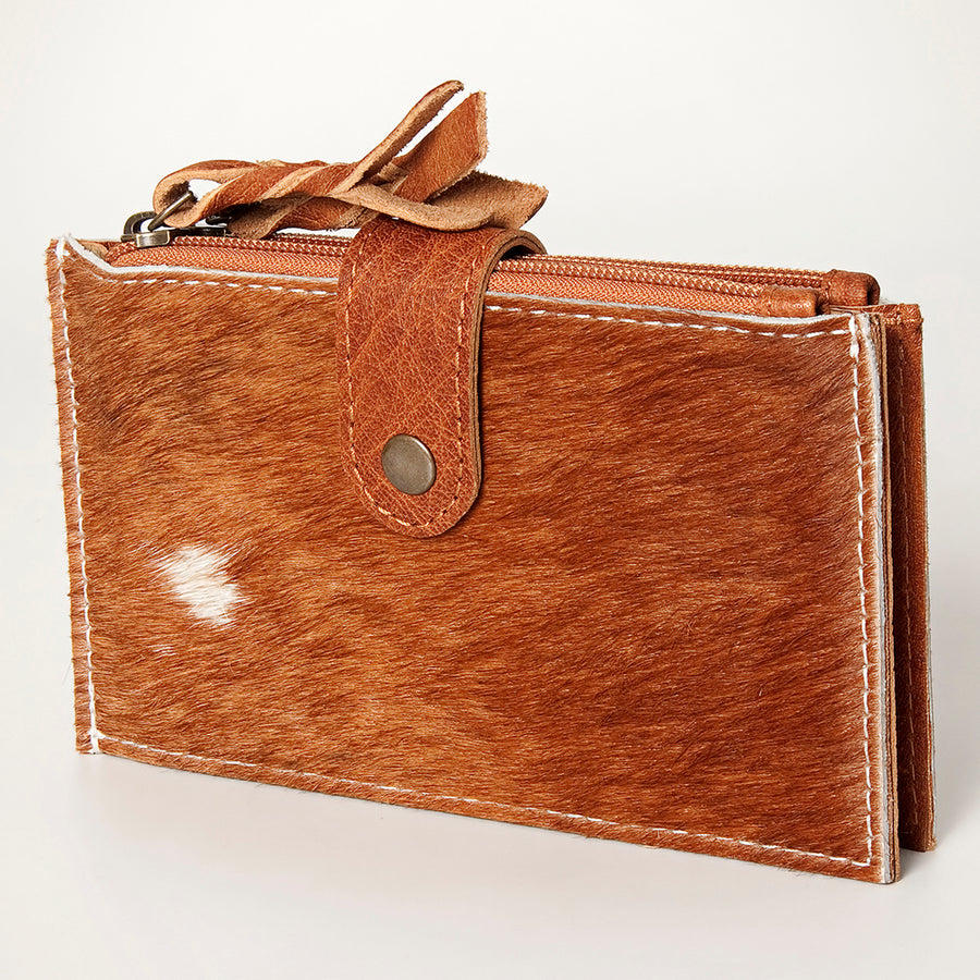American Darling Handcrafted Leather Card-Holder with Authentic Hair-On Cowhide - Uhorse