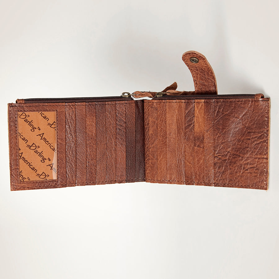 American Darling Card-Holder, Genuine Hair-On Cowhide & Full Grain Leather, Slim Western Travel Wallet
