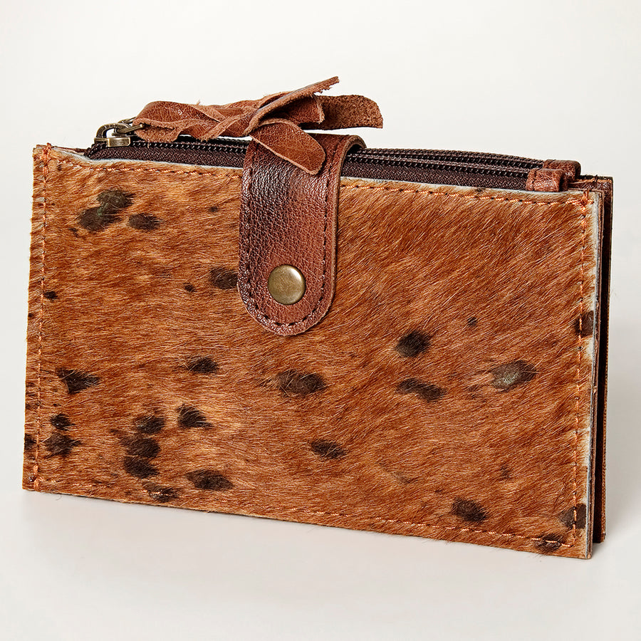 American Darling Card-Holder, Genuine Hair-On Cowhide & Full Grain Leather, Slim Western Travel Wallet